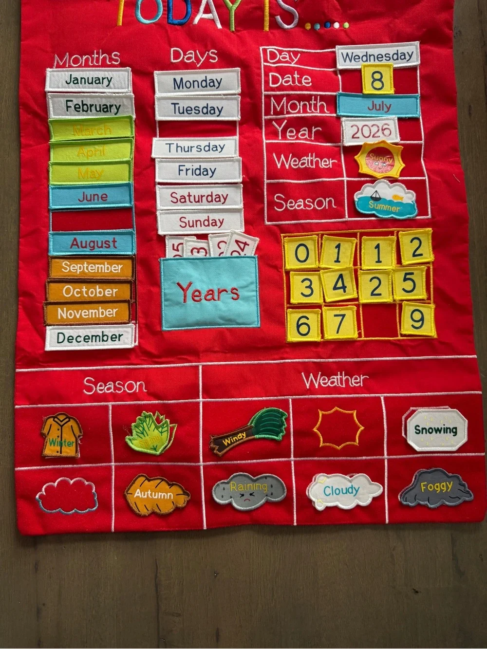 Alma's Design Today Is Children's Calendar Wall Chart, Red, 15